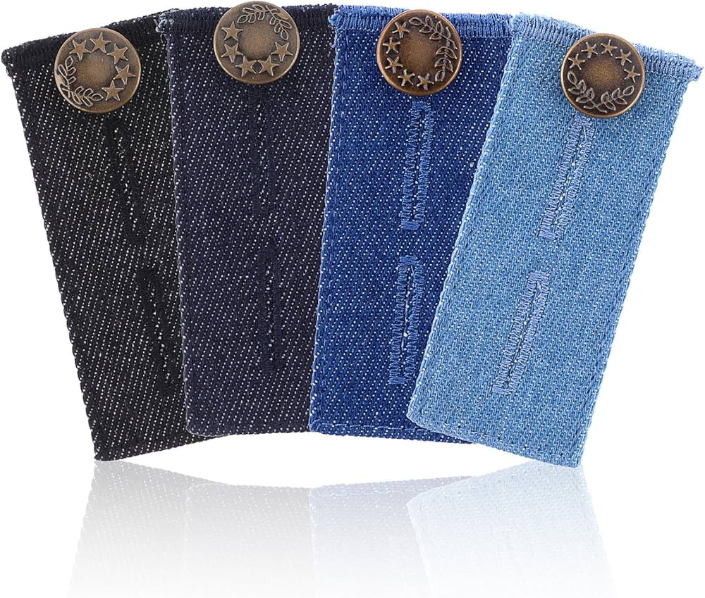 4 Pcs Denim Pants Extender for Jeans Elastic Button Extender Adjustable Waist Extenders with Meta... | Amazon (US)