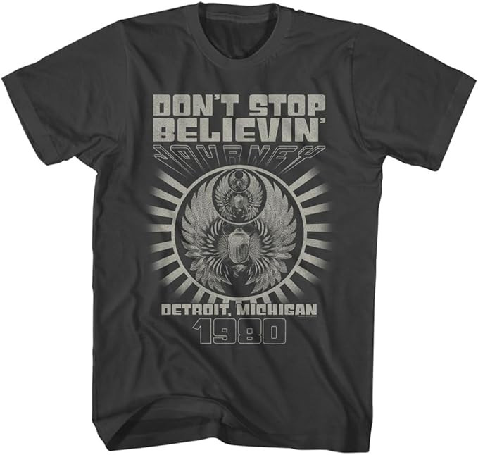 Journey Don't Stop Believin' Detroit '80 Adult Short Sleeve T Shirt Vintage Style 80s Music Graph... | Amazon (US)