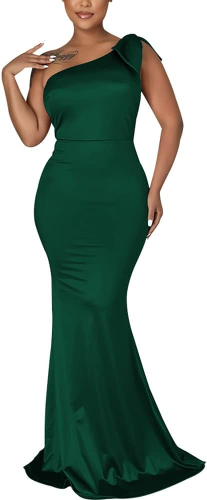 JTNFairy Women's Sexy Sleeveless One Shoulder Bodycon Dresses Classy Long Formal Cocktail Wedding... | Amazon (US)