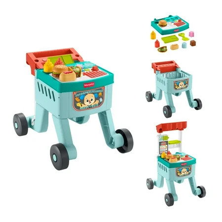 Fisher-Price Laugh & Learn 4-in-1 Snack Cart Baby Walker & Toddler Learning Toy with 14 Play Pieces | Walmart (US)