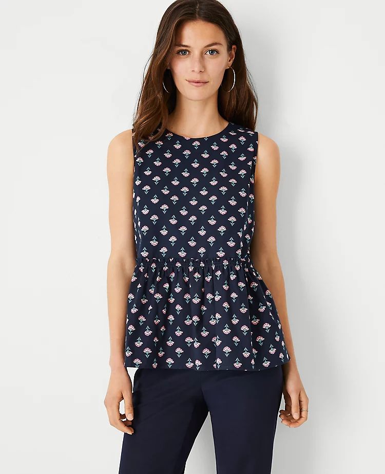 Floral Tie Back Peplum Shell | Ann Taylor (US)
