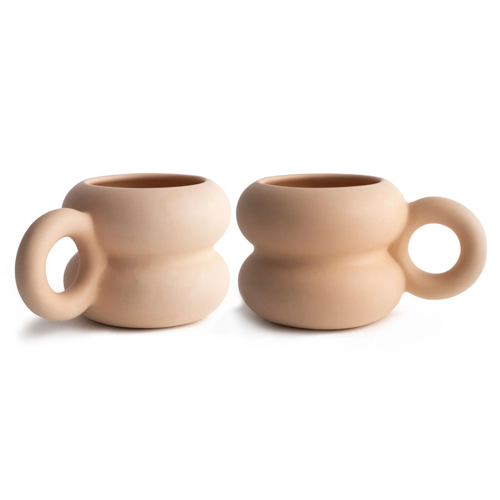 Set of 2 Handmade Ceramic Chubby Mugs, Aesthetic Mug, Chunky Coffee Cup, Trendy | Etsy (US)
