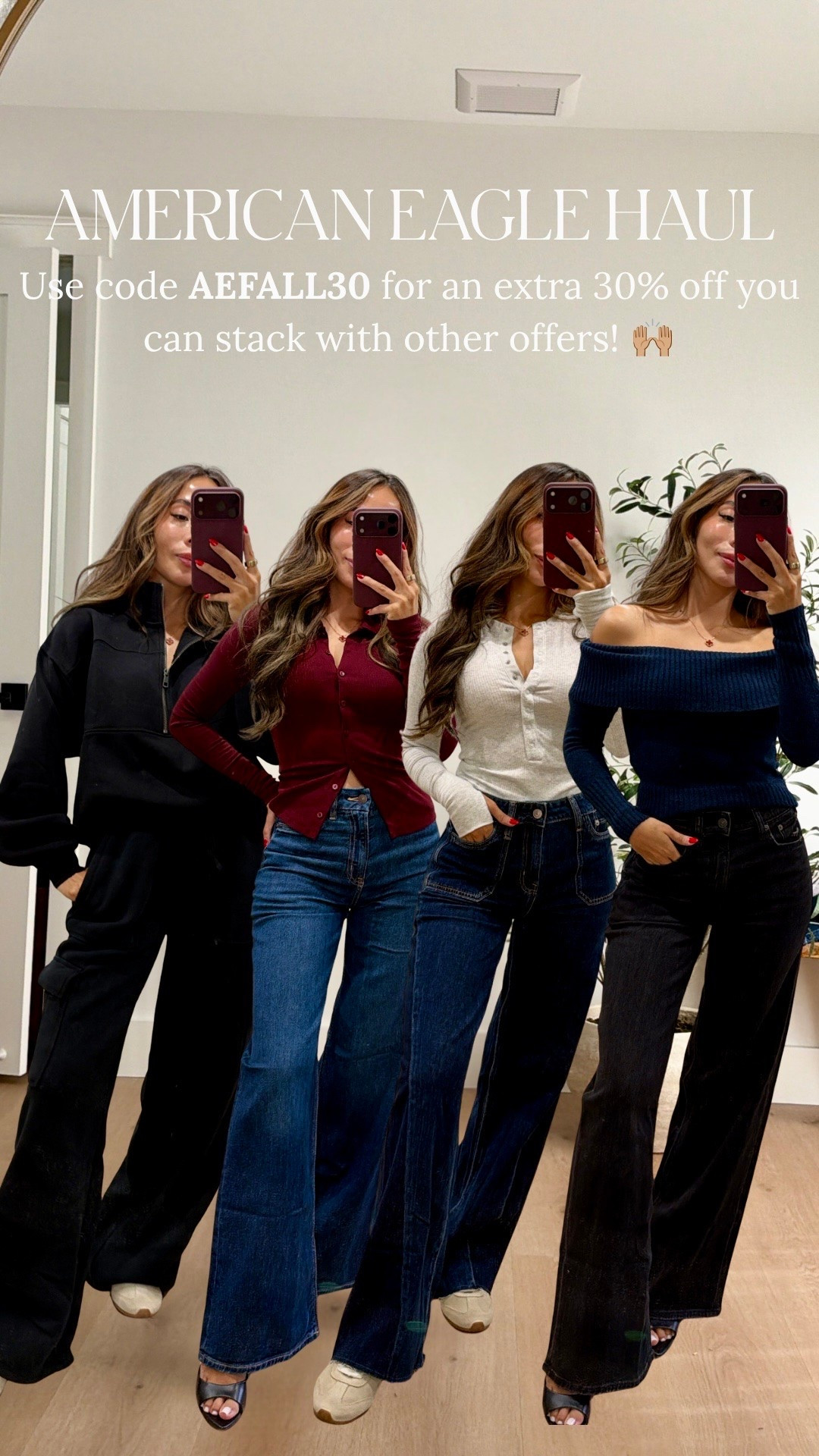 So many new finds from @americaneagle  Use code AEFALL30 for an extra 30% off you can stack with other offers! #aepartner #aejeans