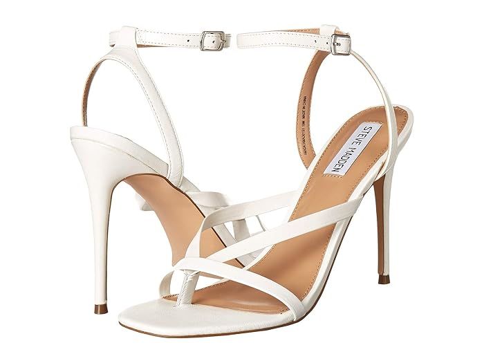 Steve Madden Amada Heeled Sandal (White Leather) Women's Shoes | Zappos
