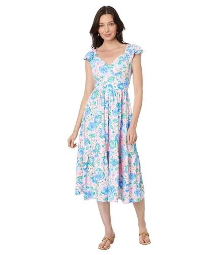Lilly Pulitzer Women's Bayleigh Flutter Sleeve Midi, Conch Shell Pink Rumor Has It | Amazon (US)