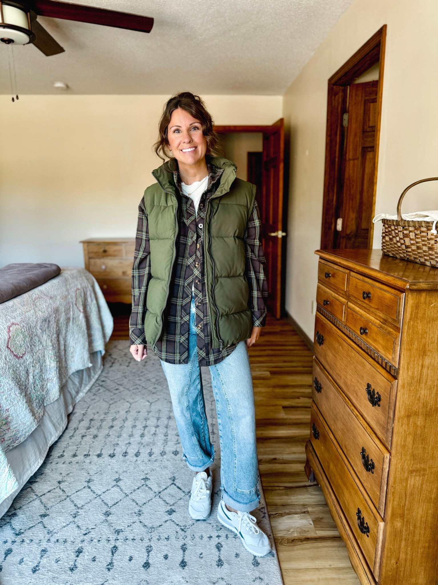 Wearing size small in my tee shirt, small on my flannel, and 24 short in my jeans (short is sold out but regular is stocked). My sneakers are size 6.5 and comfy! my puffer vest is size xs!


#LTKPetite #LTKFindsUnder100 #LTKSeasonal