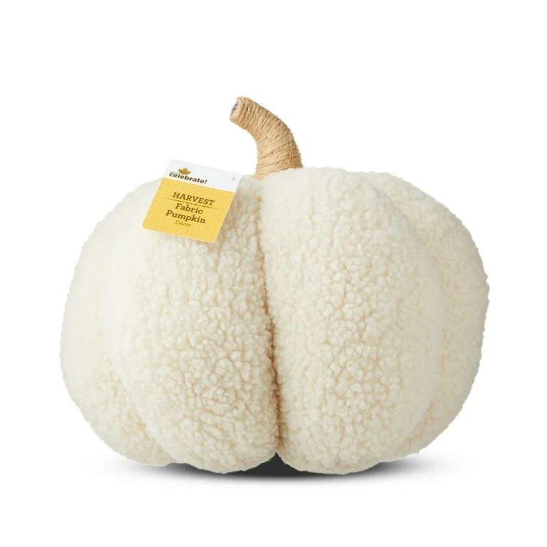 Fall Harvest Cream Fabric Pumpkin Shaped Pillow, 10", by Way To Celebrate | Walmart (US)