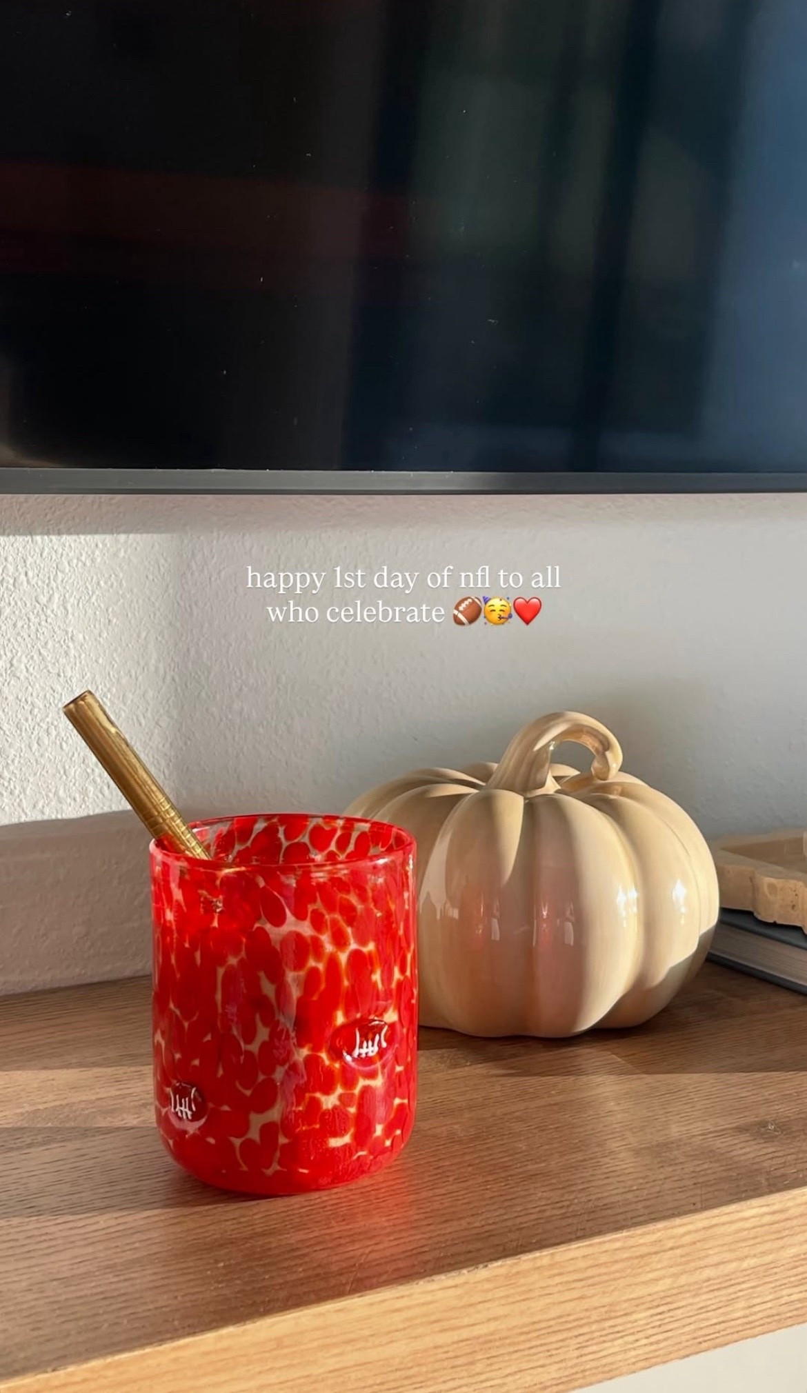 fall coffee glass and pumpkin 🤍🏈 happy 1st day of nfl to all that celebrate 

#LTKHome #LTKFindsUnder50 #LTKSeasonal