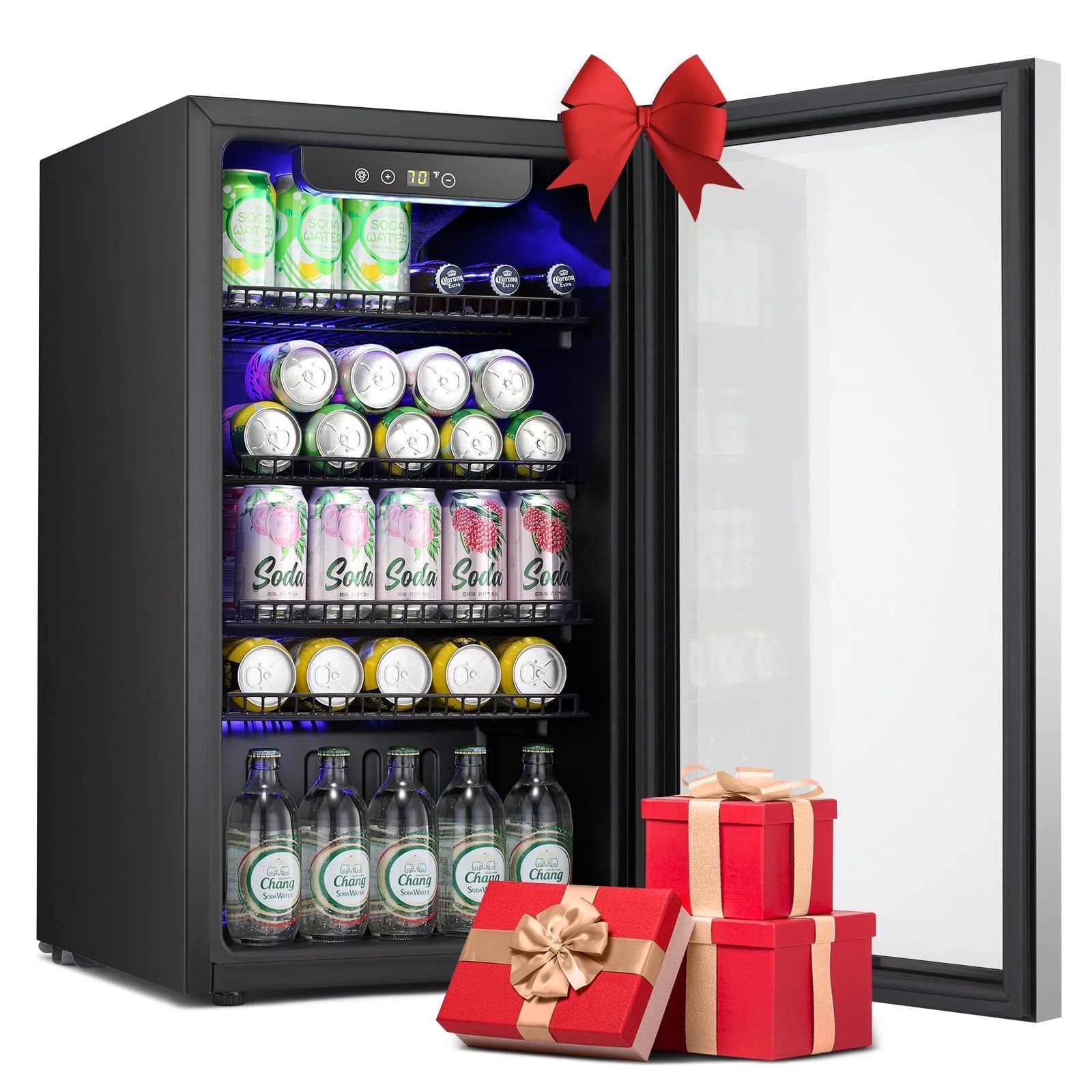 KISSAIR 126 Can Beverage Refrigerator and Cooler with Glass Door, Freestanding Wine Chiller for H... | Walmart (US)
