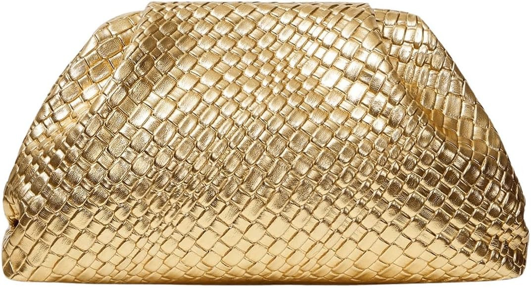 QWINEE Women's Woven Evening Bag Dumpling Clutch Purse No Strap Handbags Elegant Faux PU Leather ... | Amazon (US)