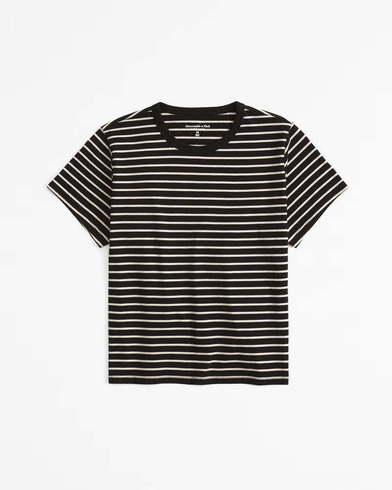 Abercrombie & Fitch Women's Essential Polished Body-Skimming Tee in Black Stripe - Size XXS | Abercrombie & Fitch (US)
