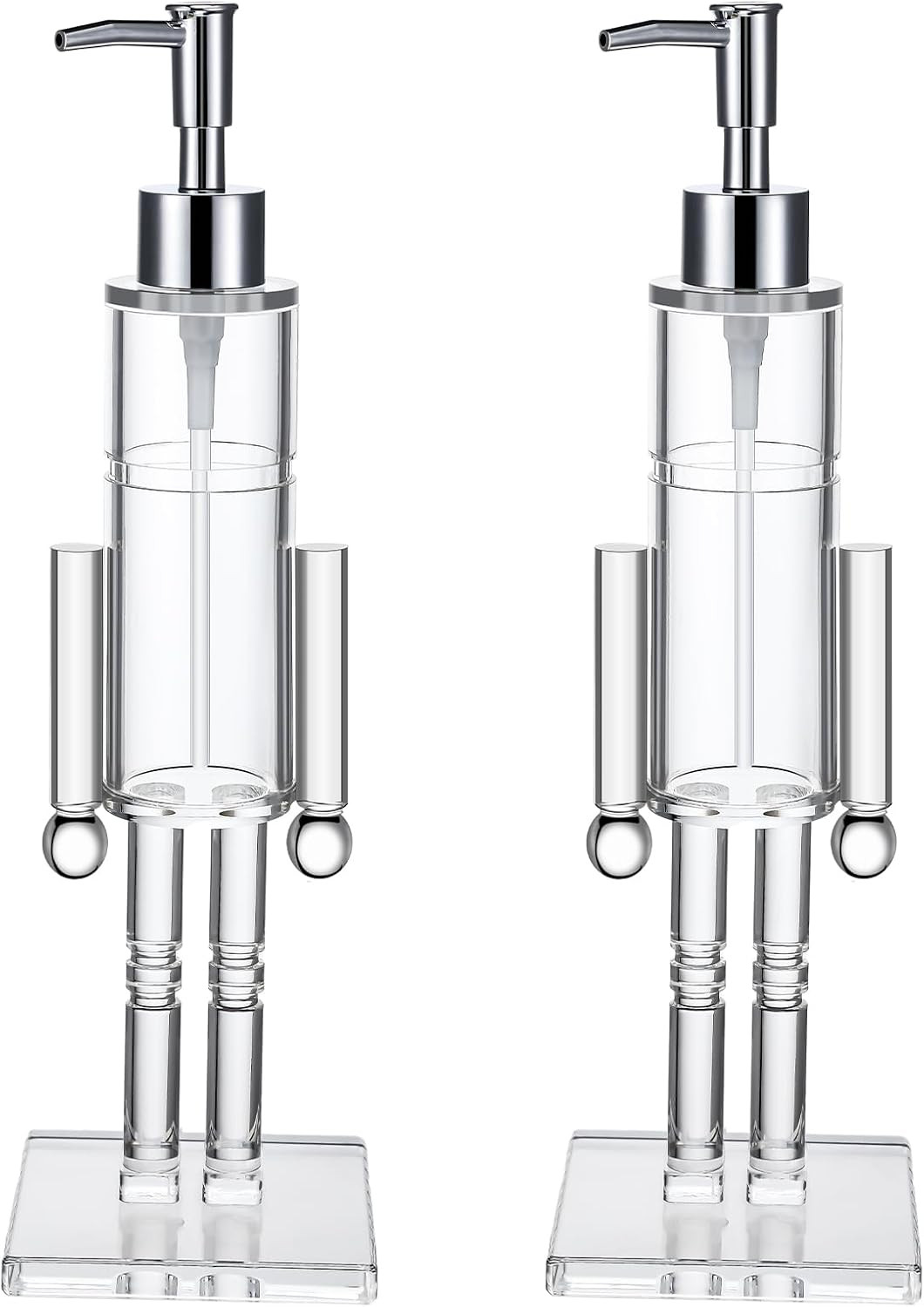 Chengu 2 Pcs Christmas Soap Dispenser 11.8" Acrylic Clear Nutcracker Soap Dispenser Xmas Decorative Hand Pump Refillable Christmas Lotion Container for Xmas Kitchen Bathroom Counters Decor, 5.5 oz | Amazon (US)