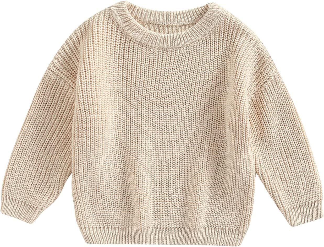 Afunbaby Baby Girl Boy Knit Sweater Blouse Pullover Sweatshirt Warm Crewneck Long Sleeve Tops for Infant Toddler | Amazon (US)