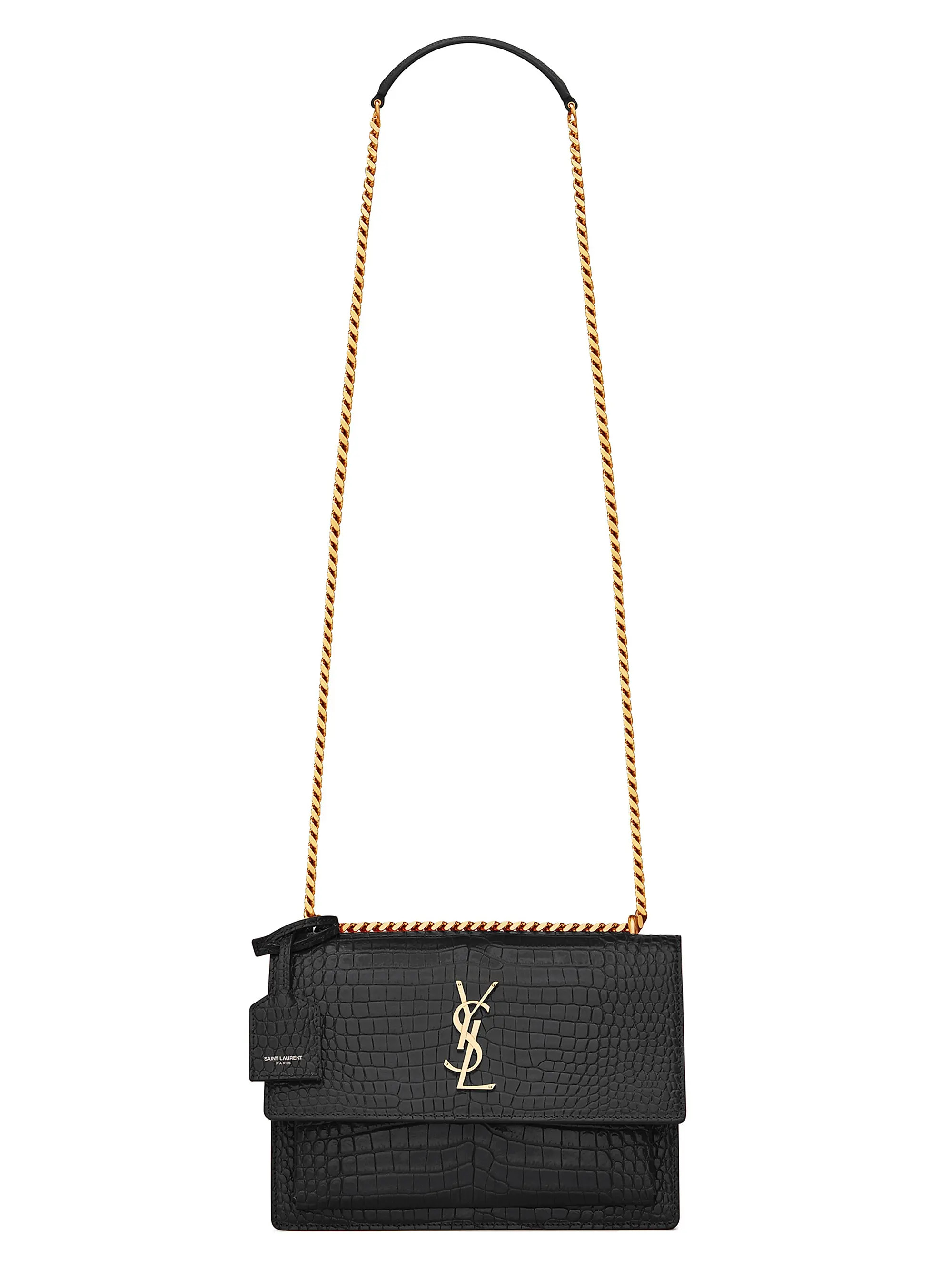 Medium Sunset Croc-Embossed Leather Shoulder Bag | Saks Fifth Avenue