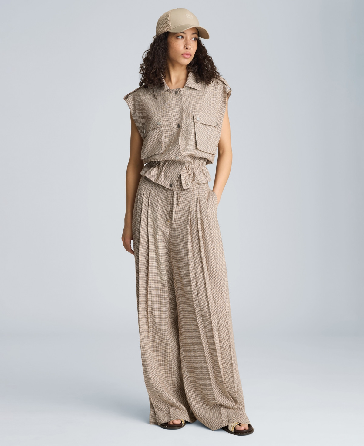 Kenneth Cole Women's Sleeveless Vest - Marsh Brown/ Pure White | Macy's