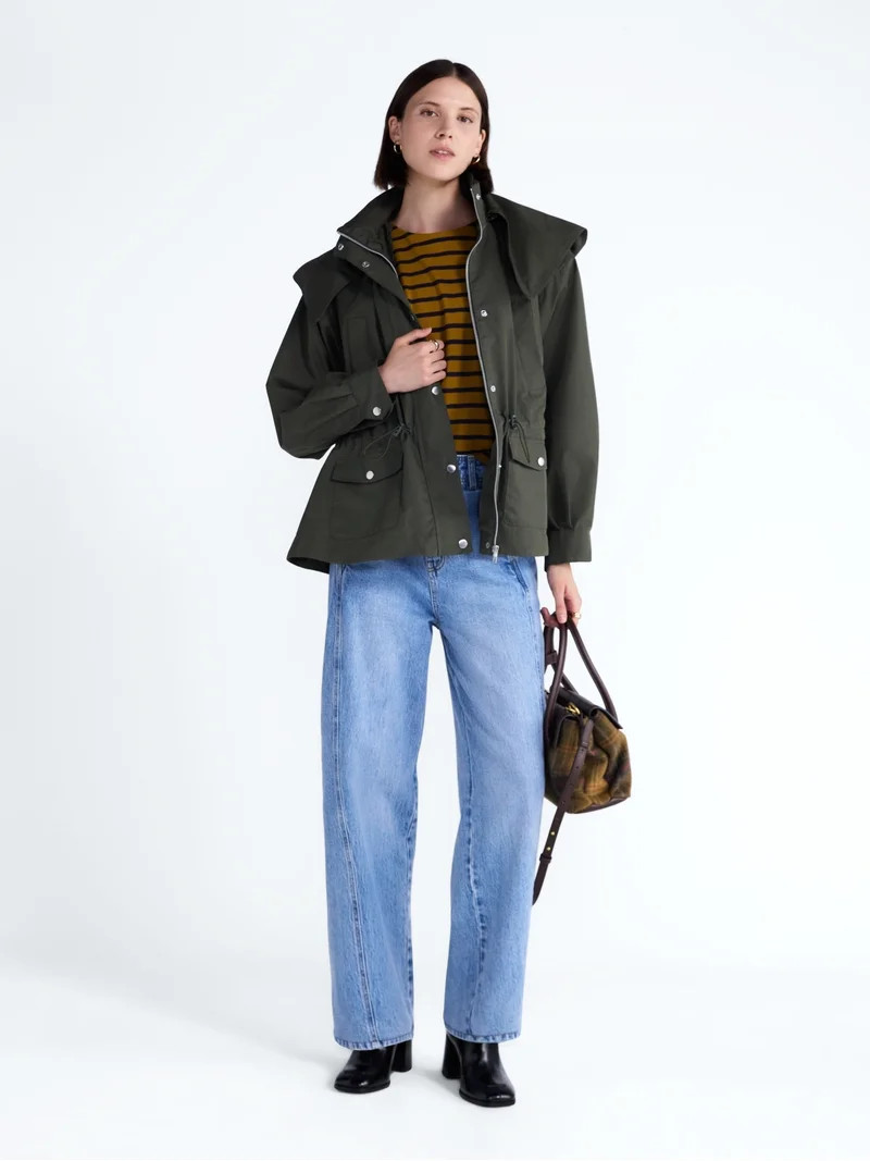 Free Assembly Women's and Women's Plus Cinched Utility Jacket with Hood, Sizes XS-4X | Walmart (US)