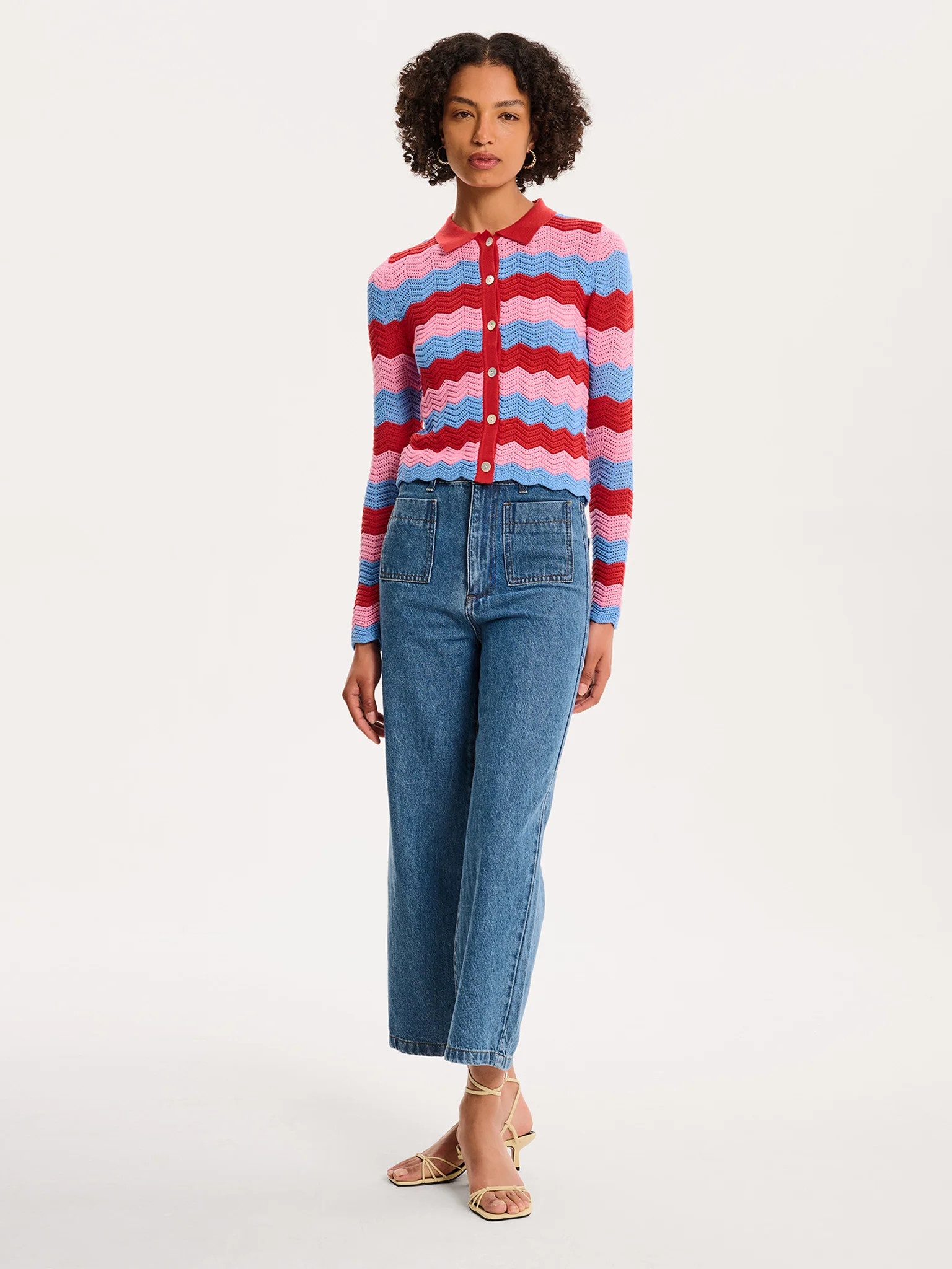 Lynsey Cardigan in Blue and Pink | OMNES UK