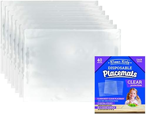 Clear Disposable Placemats for Baby, Toddler, Kids, Adults - Sticky Transparent Table Mat - Adhes... | Amazon (US)