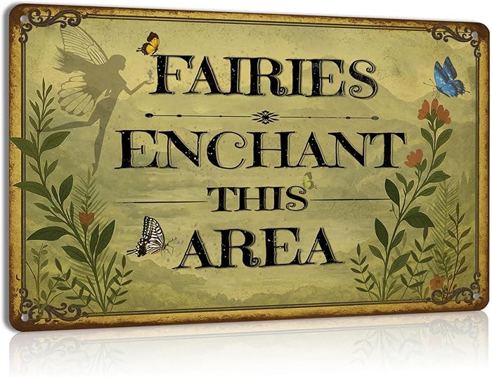 Fairy Wall Decor Tin Sign 8x12 Inch – Enchanted Fairy Garden Sign for Patio, Cottagecore Spaces... | Amazon (US)