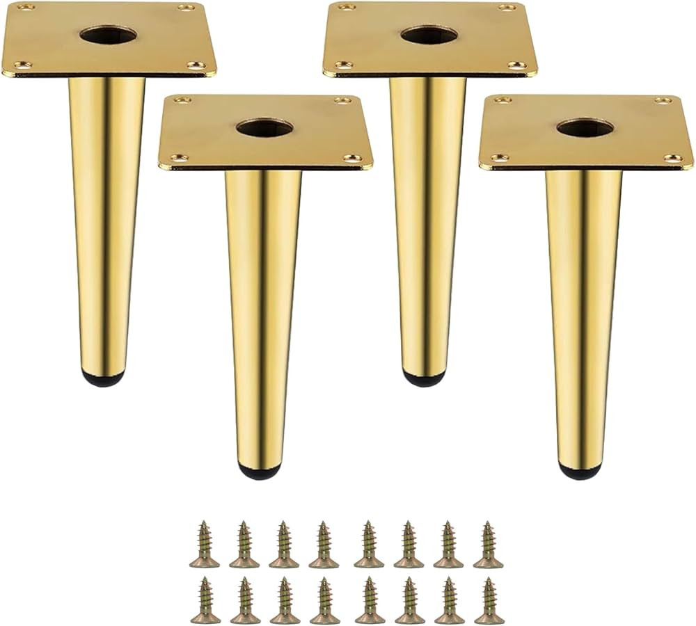 Gold Metal Furniture Legs Heavy Duty Straight Furniture Feet DIY Modern Replacement Legs for Cabi... | Amazon (US)