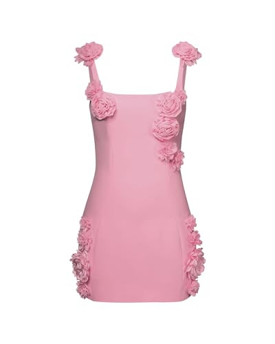 JW PEI Women's Elaina Pink Rosette Applique Mini Dress | Amazon (US)