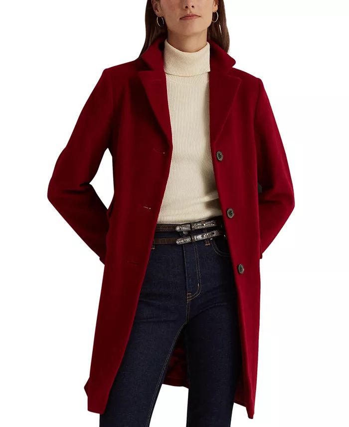 Lauren Ralph Lauren Women's Notched-Collar Walker Coat - Macy's | Macys (US)
