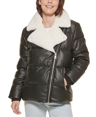 Faux-Leather Puffer Moto Jacket | Macys (US)