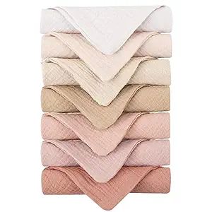 Konssy Baby Muslin Washcloths 7 Pack -100% Cotton Baby Bath Towels, Soft Baby Wash Cloths and Abs... | Amazon (US)
