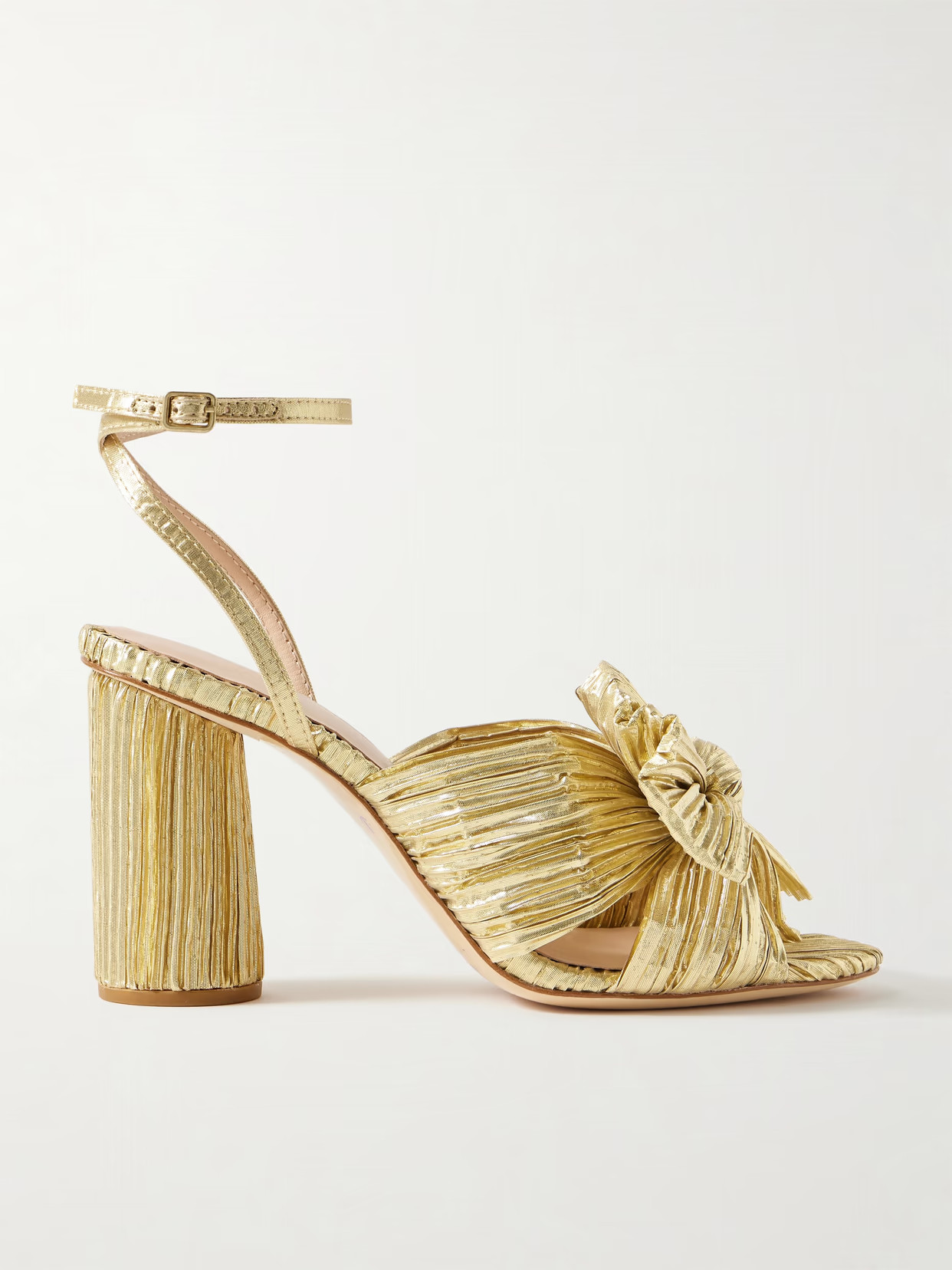 Loeffler Randall - Camellia Bow-embellished Lamé Sandals - Gold | NET-A-PORTER (US)