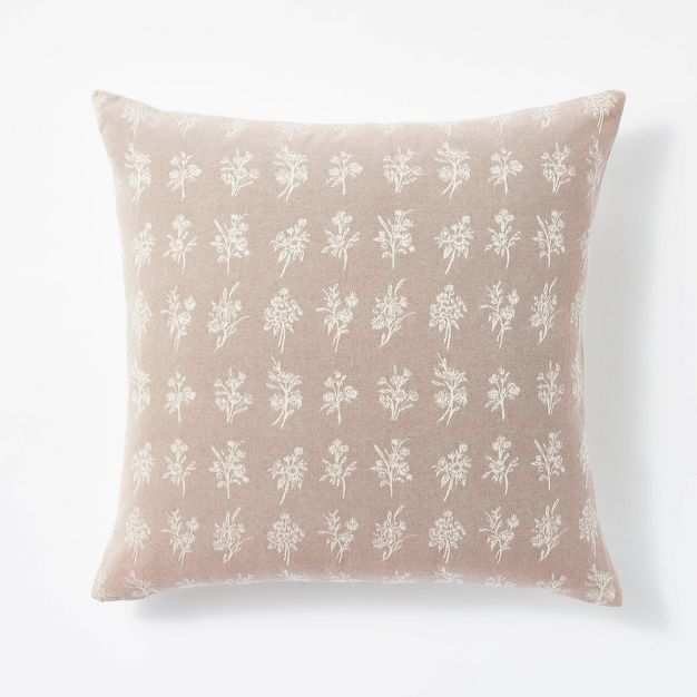 Woven Floral Square Throw Pillow Clay/Cream - Threshold™ designed with Studio McGee | Target