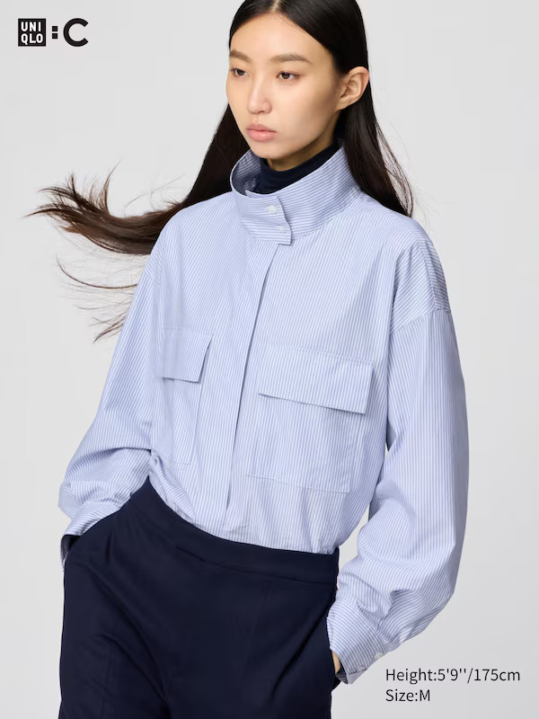 Cotton Stand Collar Shirt Jacket | UNIQLO (US)