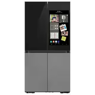 Bespoke 36 in. 29 cu. ft. 4-Door Flex Refrigerator with Family Hub+ in Charcoal Glass and Stainless Steel Panels | The Home Depot