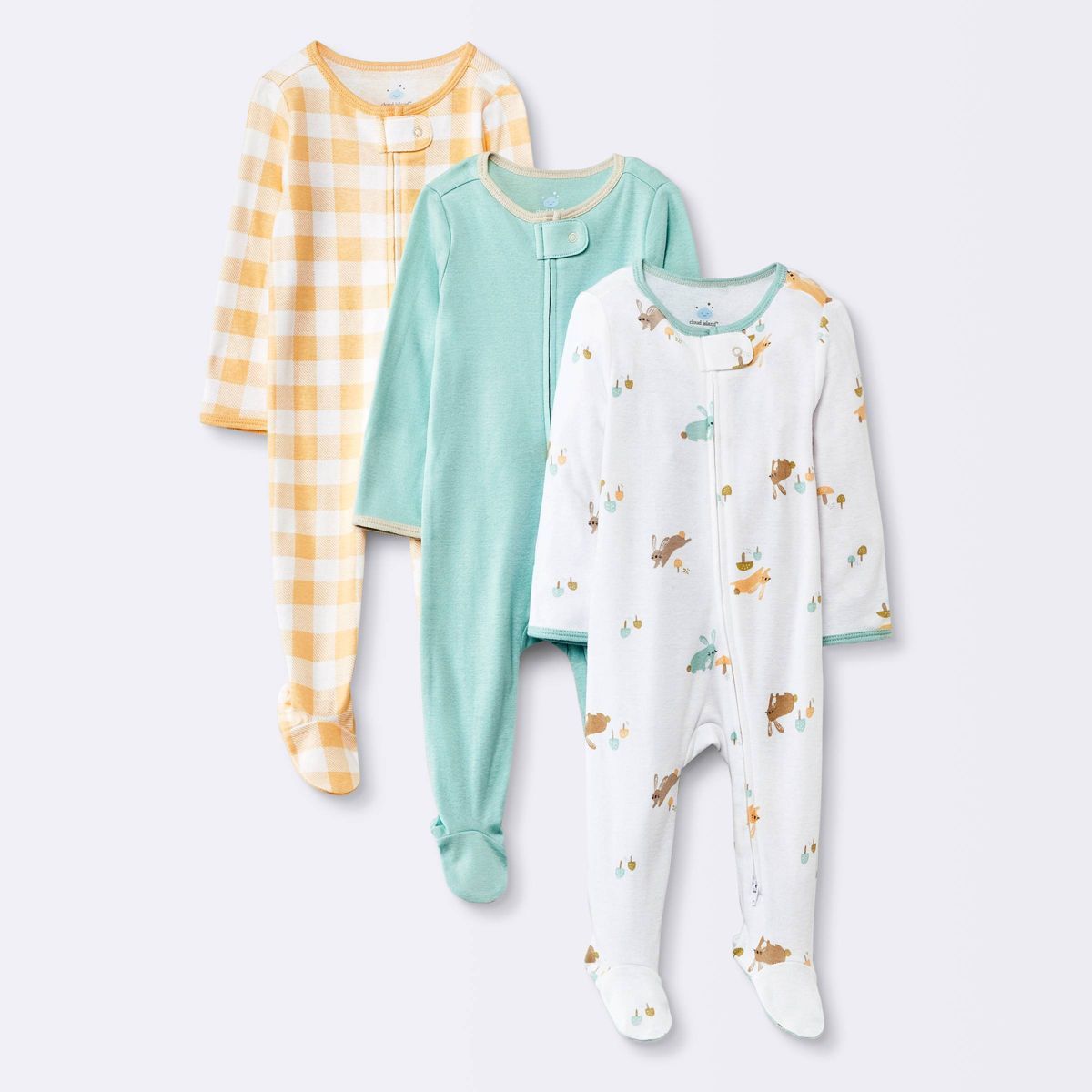 Baby 3pk Bunnies Cotton Sleep N' Play - Cloud Island™ Green | Target