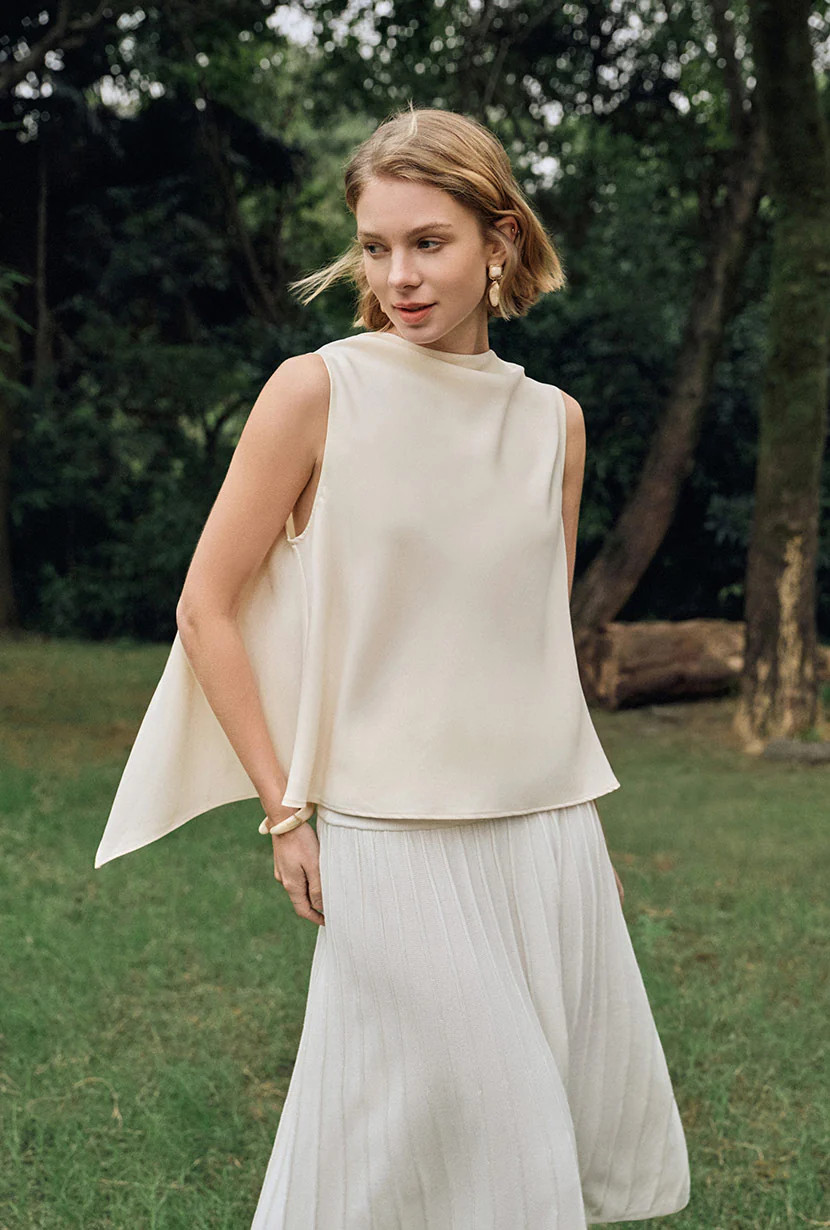 Didi Cowl Neck Flared Top - Cream | Petite Studio NYC