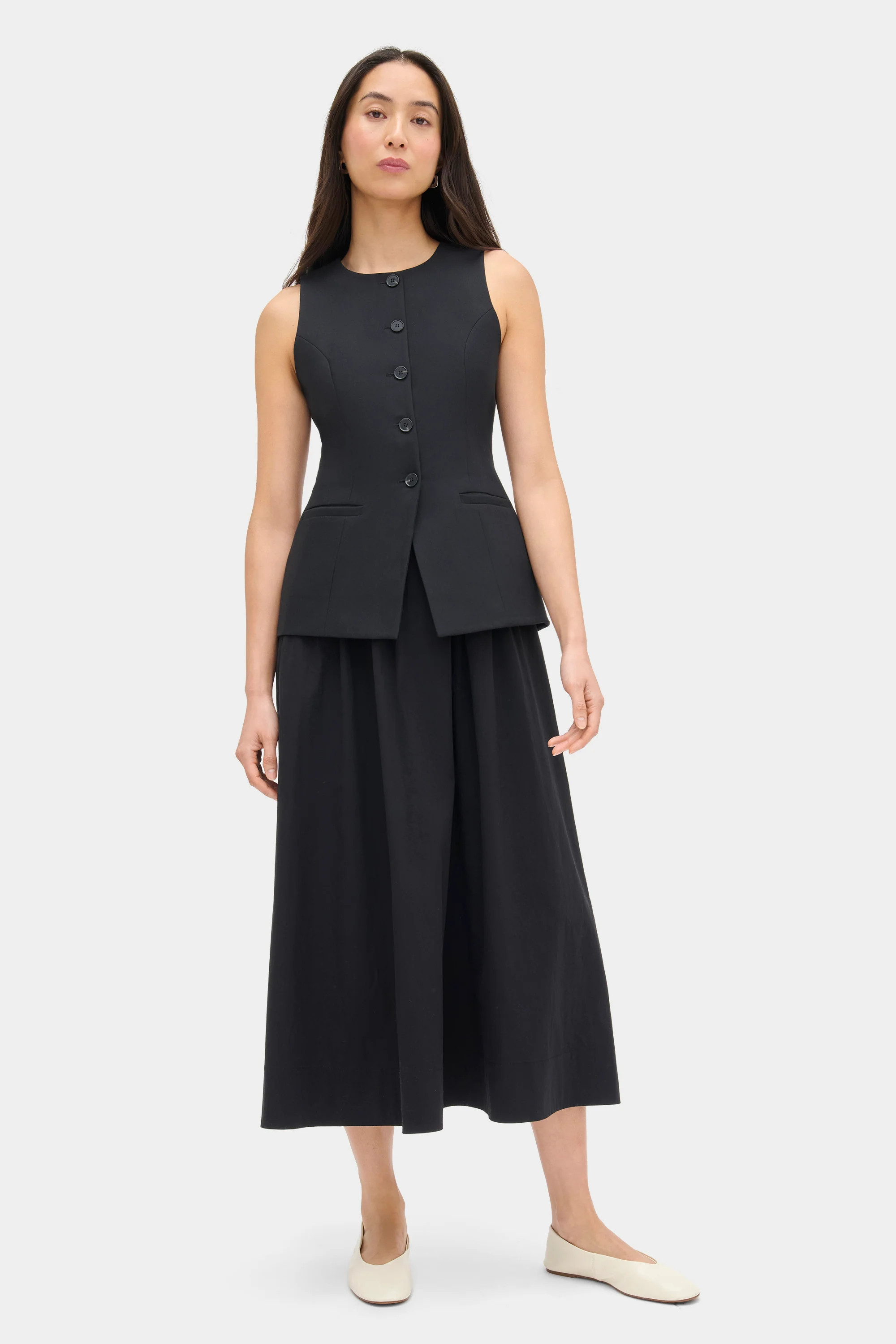 ALIGNE Sleeveless Waistcoat Dress - Black | Harley | ALIGNE USA