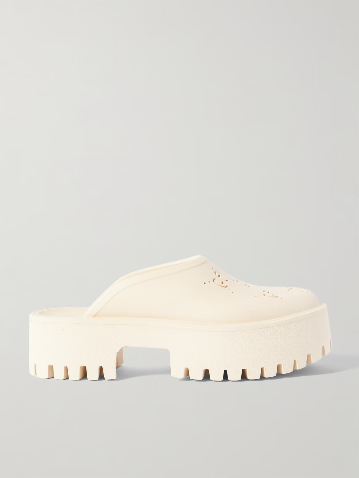 Gucci - Elea Perforated Rubber Platform Mules - Cream - IT39 | NET-A-PORTER APAC