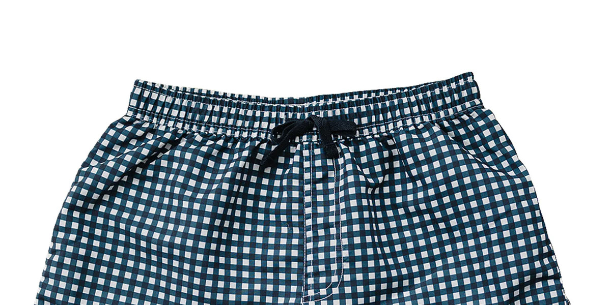 Navy Gingham Adult Men's Swim Shorts | Mebie Baby