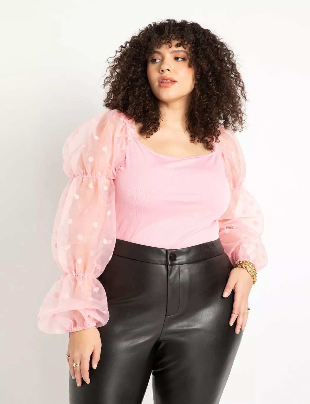 Flocked Organza Sleeve Top | Eloquii