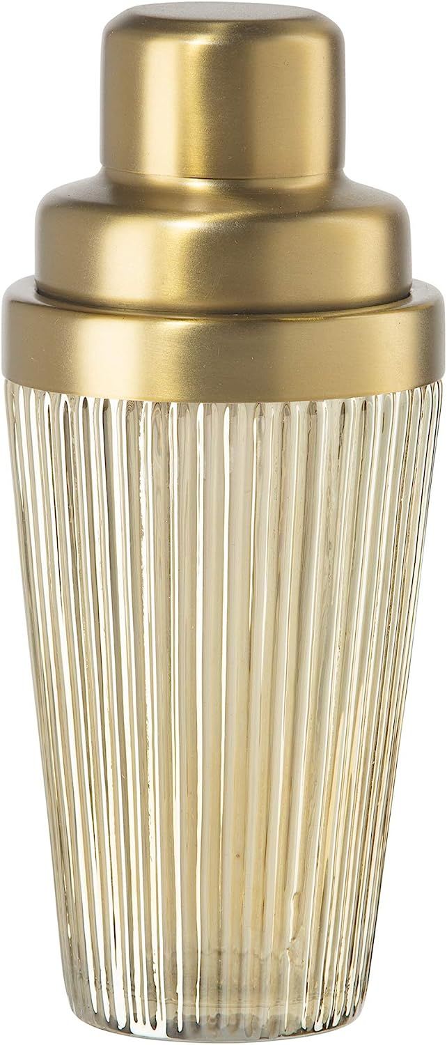 OGGI Vintage Ribbed Glass Cocktail Shaker- 16oz, Gold Stainless Steel Top; Ideal Martini Shaker, ... | Amazon (US)