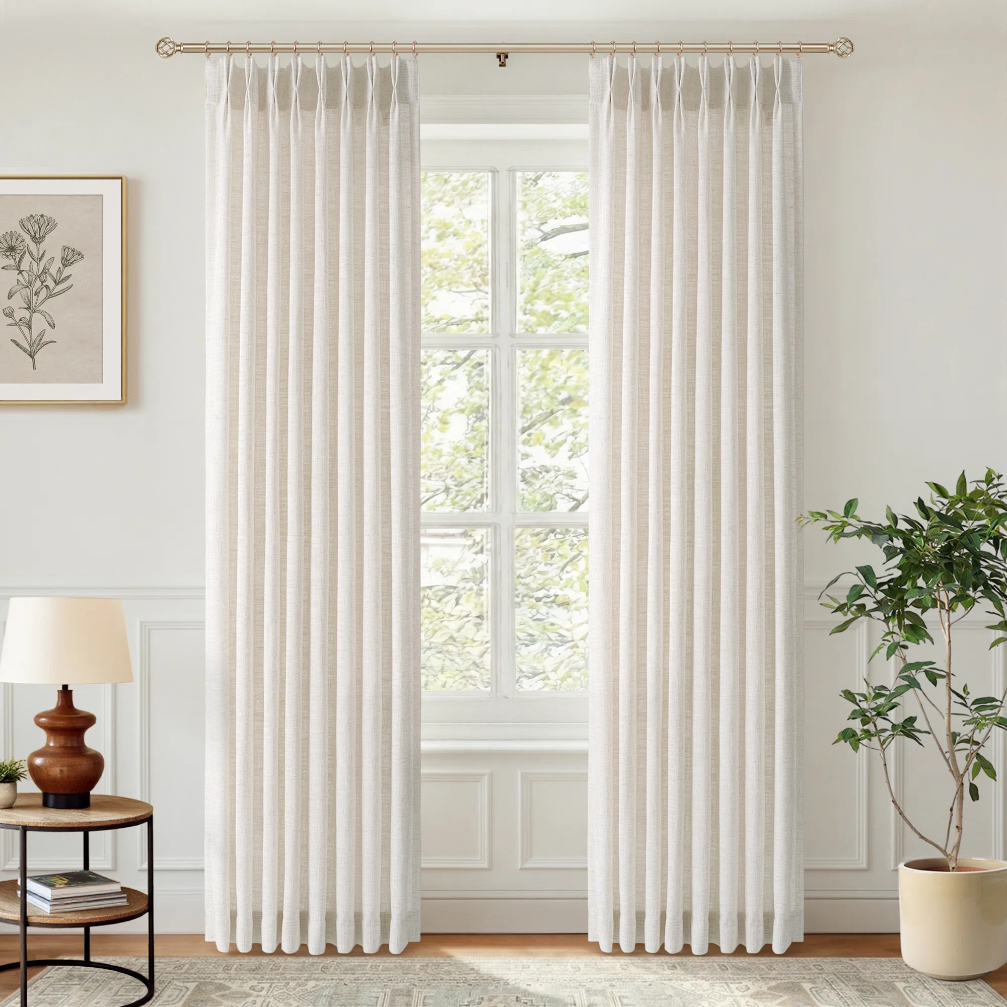 Memory-set Curtains, Thick Linen Texture, Light-filtering and Privacy-friendly Living Room Curtai... | Wayfair North America