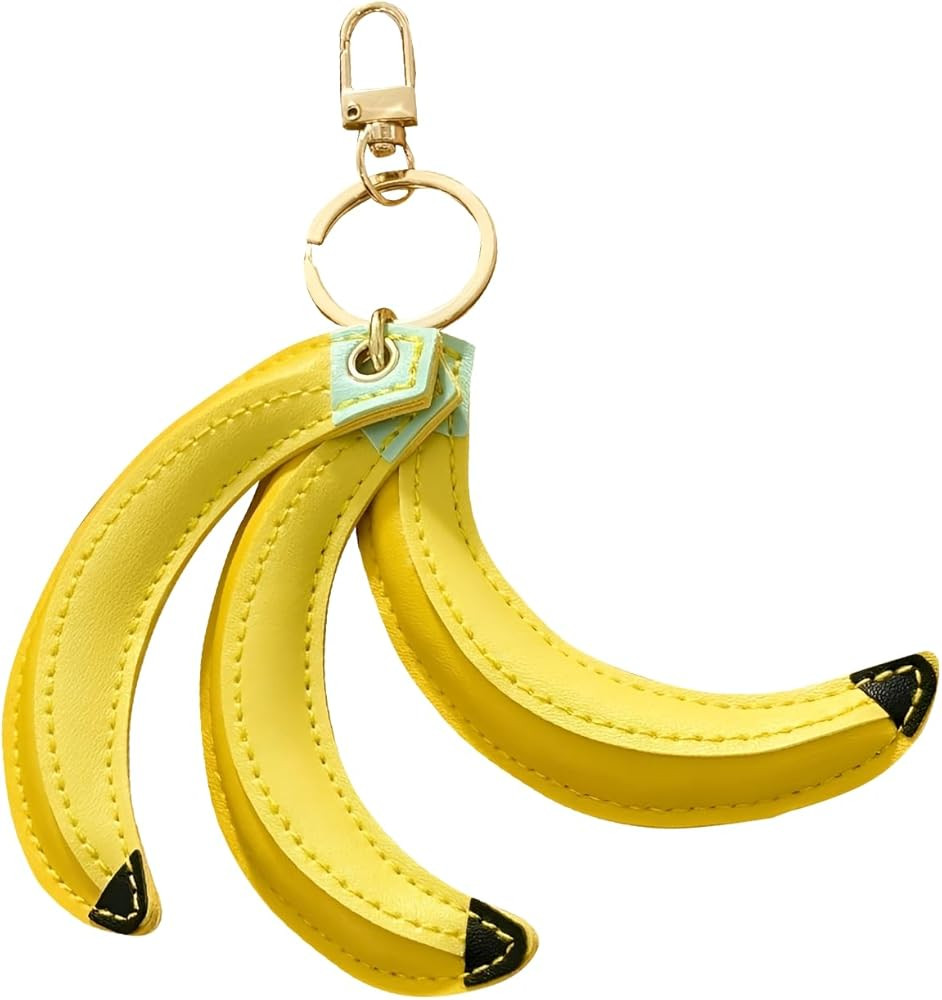 Leather Banana Keychain Bag Charm–Funny Keyring Charm for Women & Girls|Car Key Handbag Purse B... | Amazon (US)