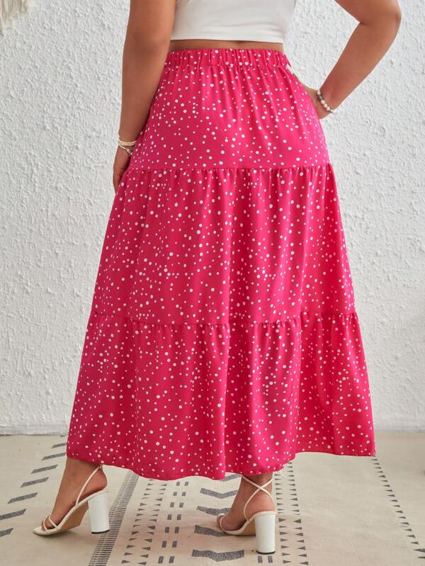 SHEIN VCAY Plus Polka Dot Print Ruffle Hem Skirt | SHEIN