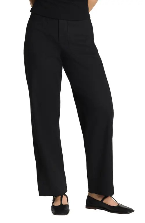 SPANX® SPANXsupersmooth™ Stretch Cotton Twill Barrel Leg Pants in Classic Black at Nordstrom, Size Large | Nordstrom