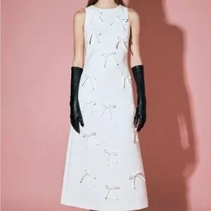 NWT ENGLISH FACTORY White Sleeveless Dress with Bow Accents | Poshmark