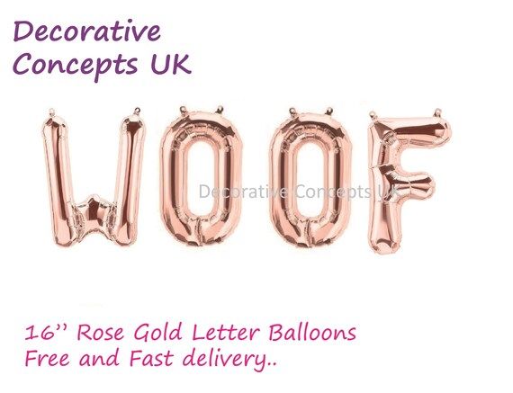 16" Woof Dog Birthday Celebration Foil Rose Gold - Gold - Silver Foil Balloons banner - Air Fill ... | Etsy (US)