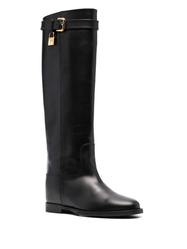 Via Roma 15 padlock-detail Leather Boots - Farfetch | Farfetch Global