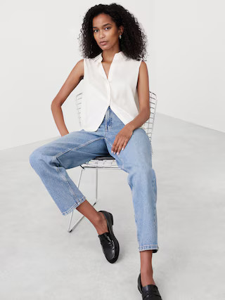Silky Collared Top | Banana Republic Factory