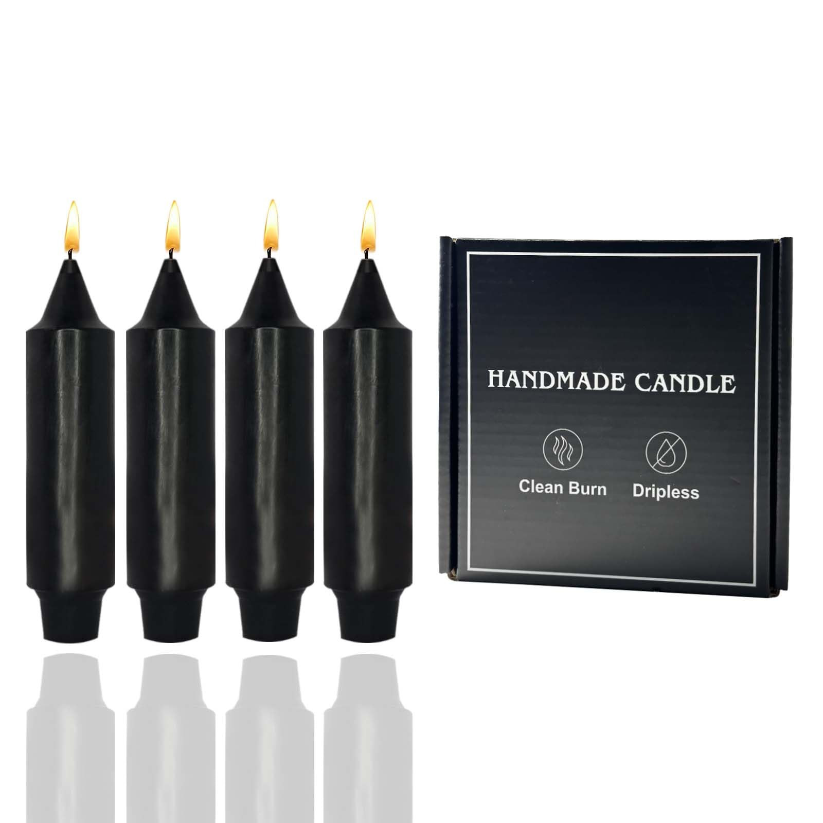 5 inch Black Taper Candles,Set of 4PCS Hand Made Taper Candle, Small Candlesticks, dripless Taper... | Amazon (US)