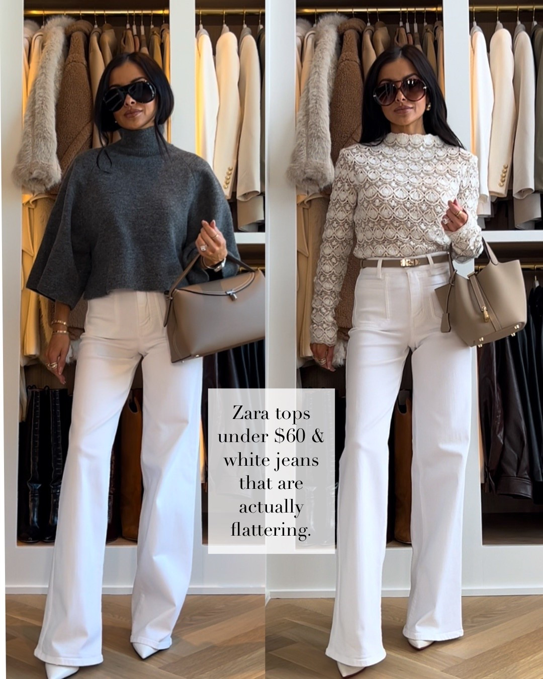 Chic Zara tops for spring under $60 that look so much more expensive than they are. A textured knit jumper and a wide sleeve knit jumper styled with Frame Le Slim Palazzo pants and designer inspired Amazon handbags and sunglasses for an elevated, polished spring outfit.

Textured Knit Top - Wearing an XS
Wide Sleeve Knit Top - Wearing an XS Frame Denim - Wearing a 24, runs TTS.

miamiamine zara tops under 60 chic spring tops textured knit jumper wide sleeve knit sweater frame le slim palazzo jeans zara spring outfits amazon designer inspired handbags chic spring style elevated basics luxury look for less spring outfit inspiration

#LTKOver40 #LTKWorkwear #LTKootd