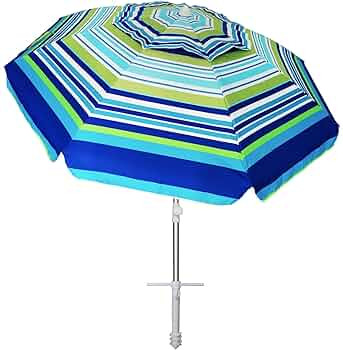 AMMSUN Beach Umbrellas for Sand Heavy Duty Wind Portable,6.5 ft Beach Umbrella with Sand Anchor &... | Amazon (US)